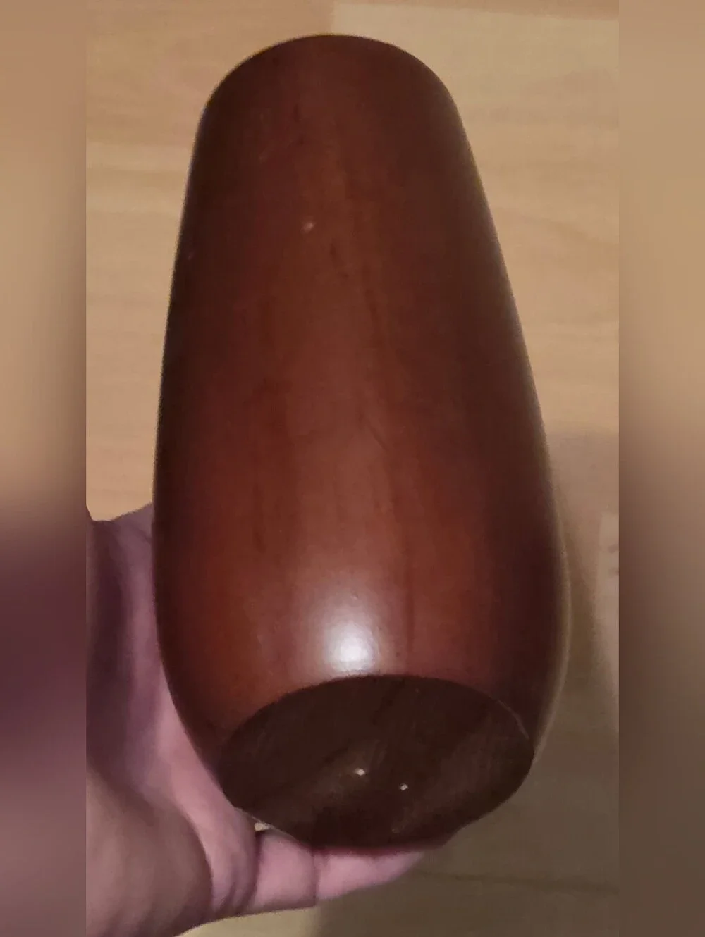 Mid-Century Modern Hand-Turned Wooden Candle Holder Warm-Toned Hardwood 6